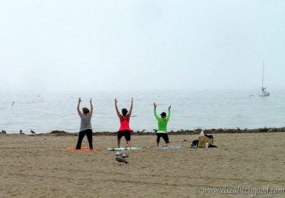 Yoga Class, Capitola Beach California. 